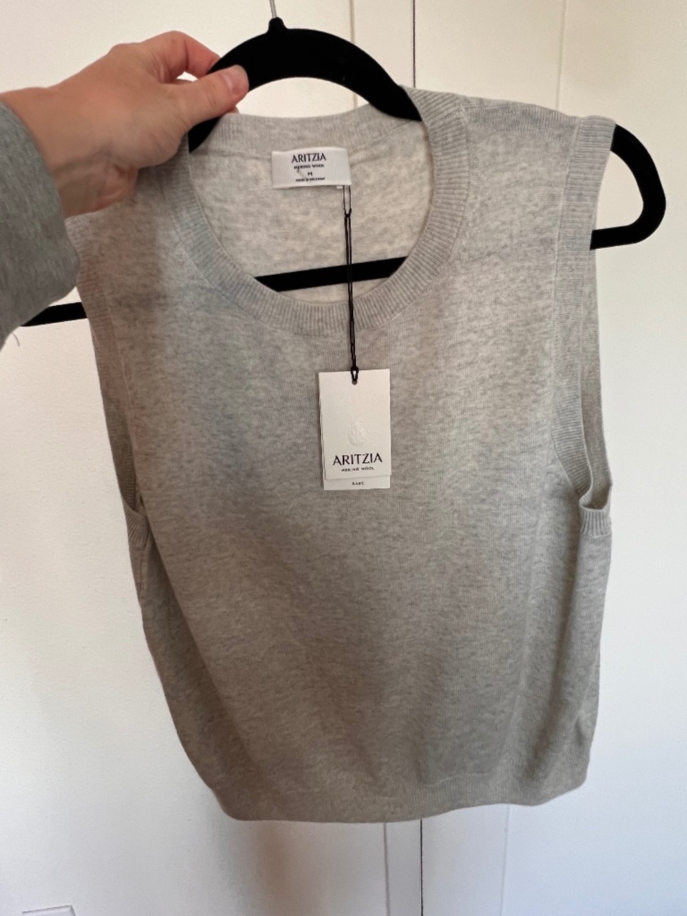 Aritzia Bare Merino Wool Crew Tank in Heather Carrara Grey